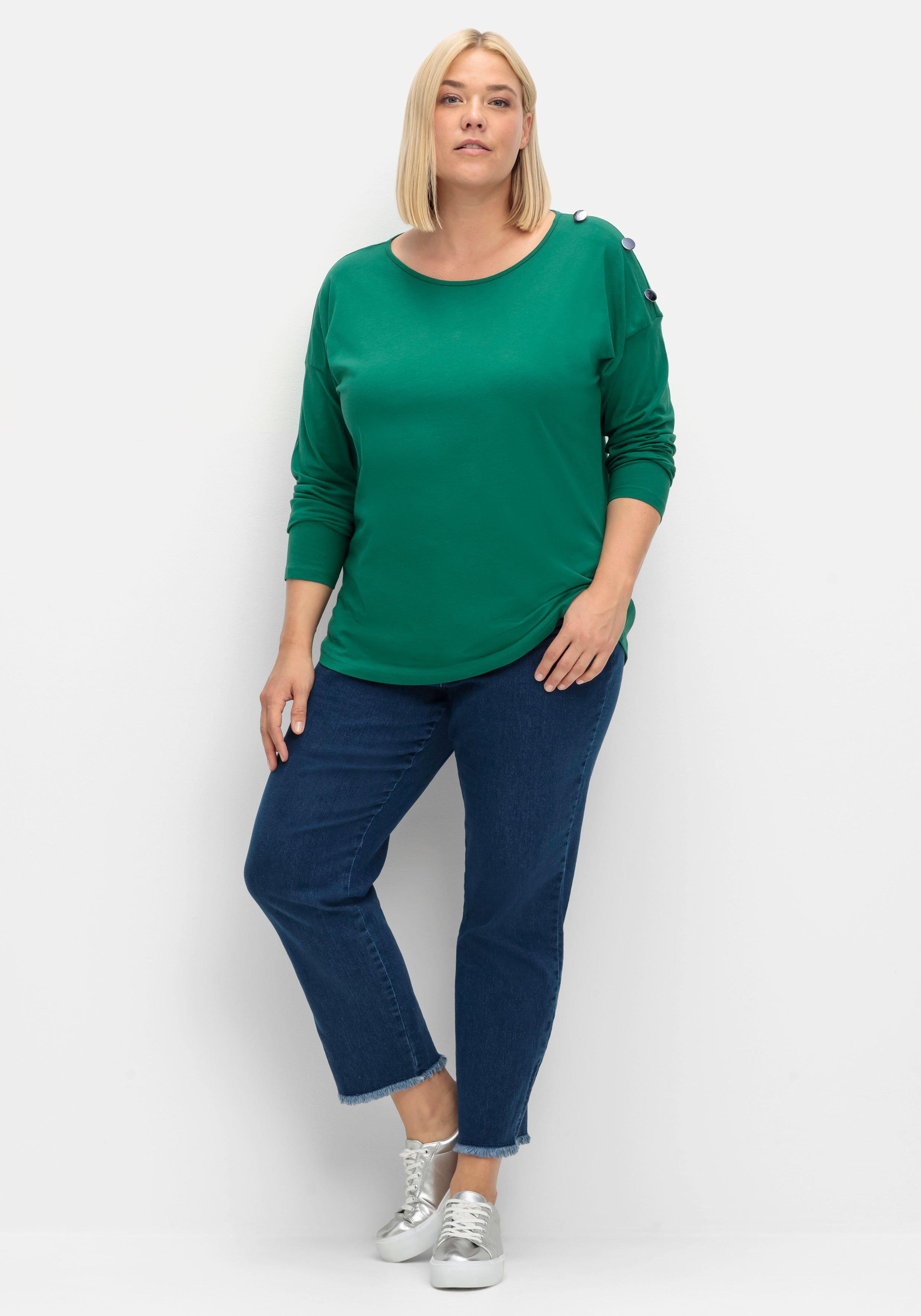 Langarmshirt mit Schmuckknöpfen auf der Schulter