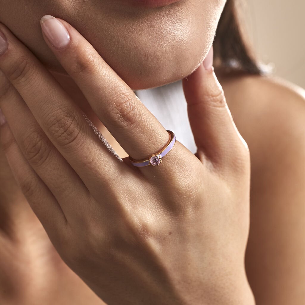 Bague Rosa Plaqué Or Jaune Oxyde De Zirconium