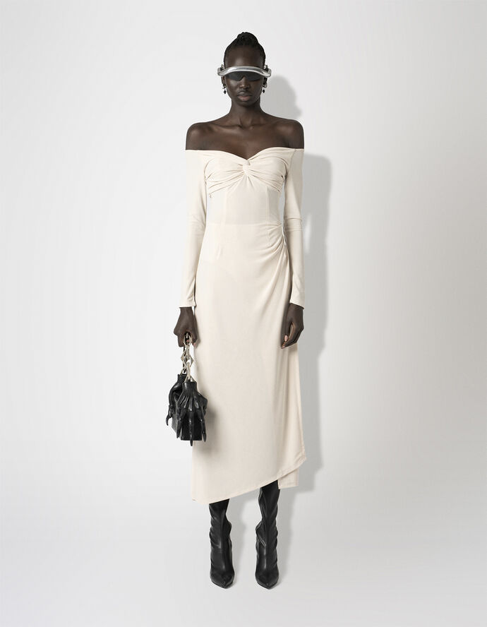 Han kjøbenhavn Crepe Jersey Off-Shoulder Drape Dress Black