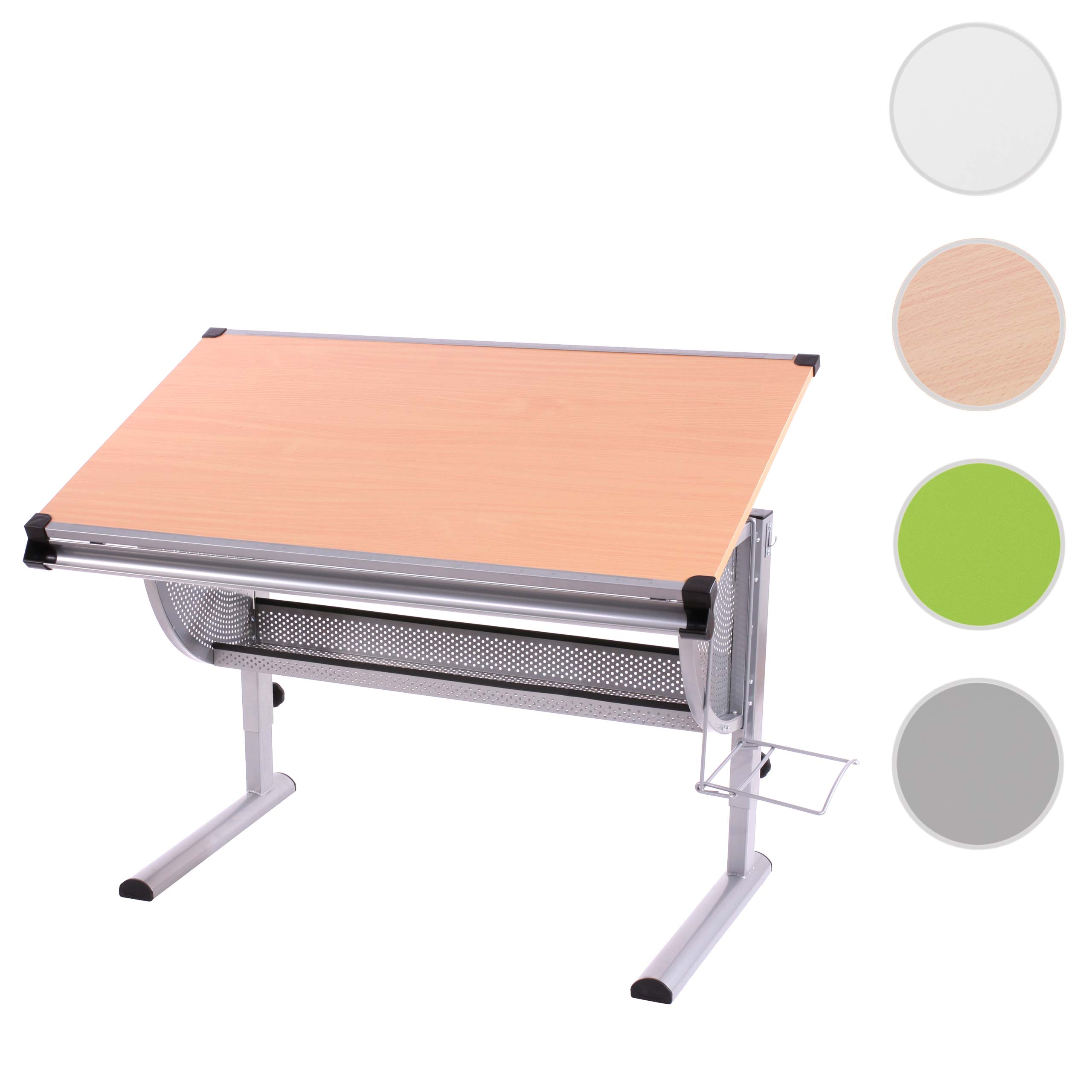 Kinder-/Jugend-Schreibtisch Schülerschreibtisch Bürotisch Preston, höhenverstellbar, neigbar ~ natur, Buche