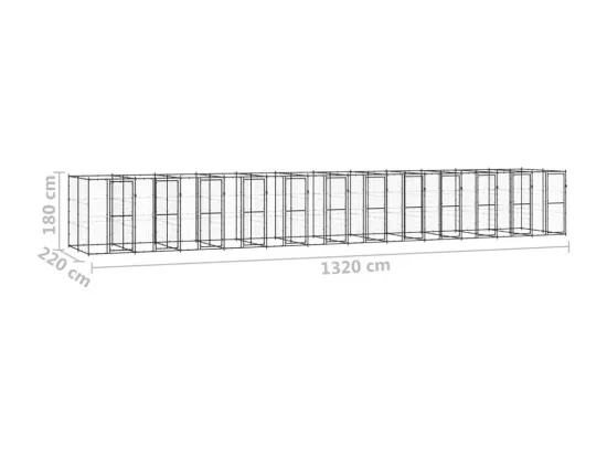 Chenil extérieur cage enclos 1320 x 220 x 180 cm 02_0000369