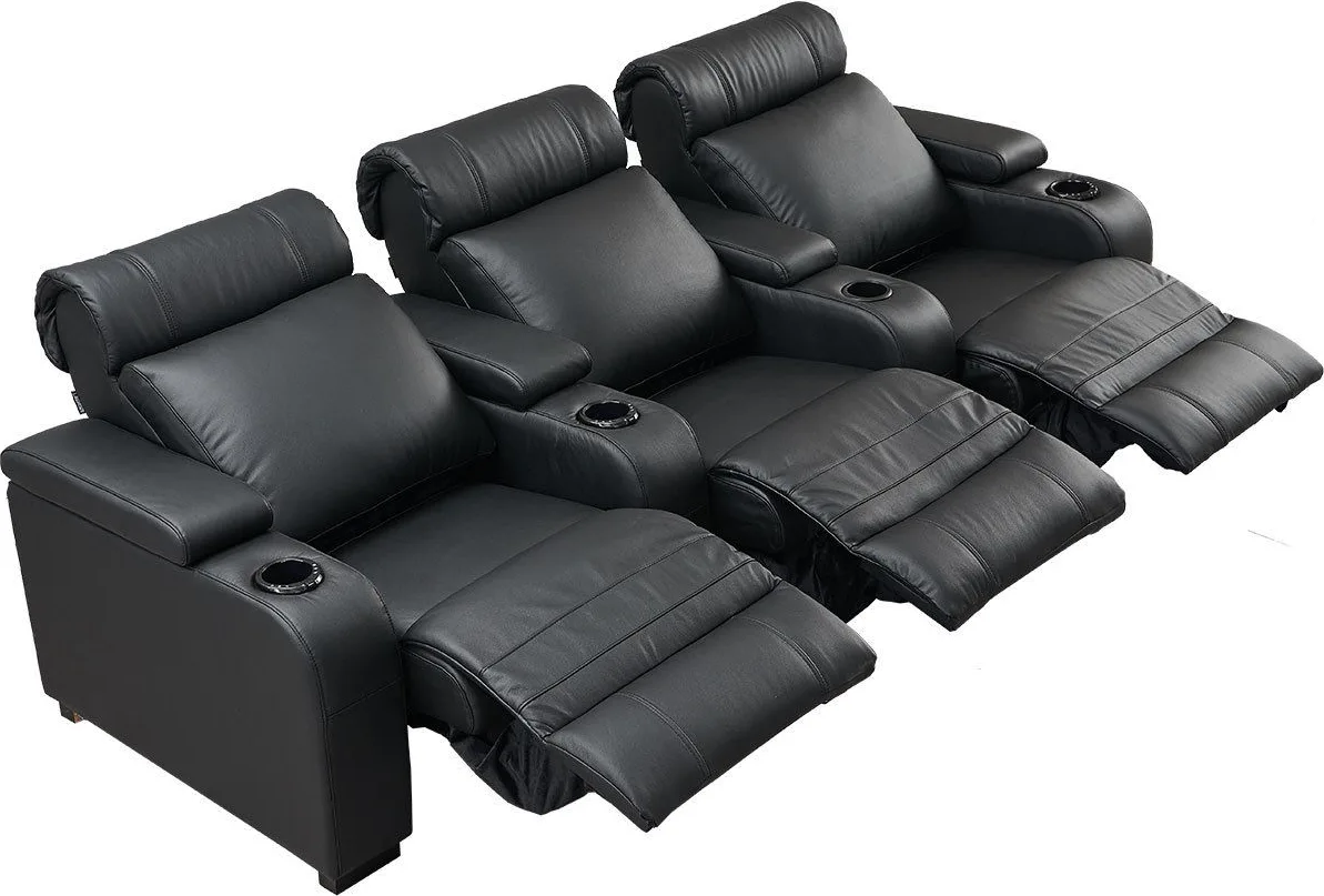 Lumene Hollywood Luxury III Noir (3 places, cuir véritable) Fauteuils cinéma