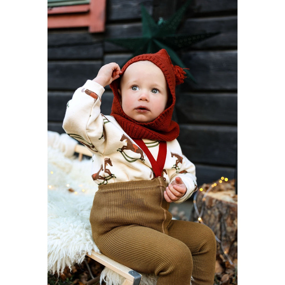 Køb Silly Silas Acorn Brown With Maple Leaf Footed Strømpebukser Christmas Edition