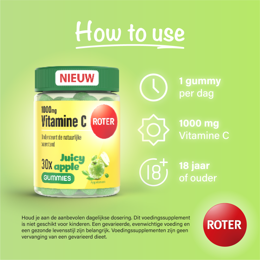 Roter Vitamine C 1000 mg Juicy Apple (30 gummies)