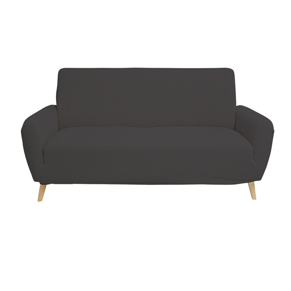 Protège canapé extensible 2 places L145-185cm velours côtelé gris foncé