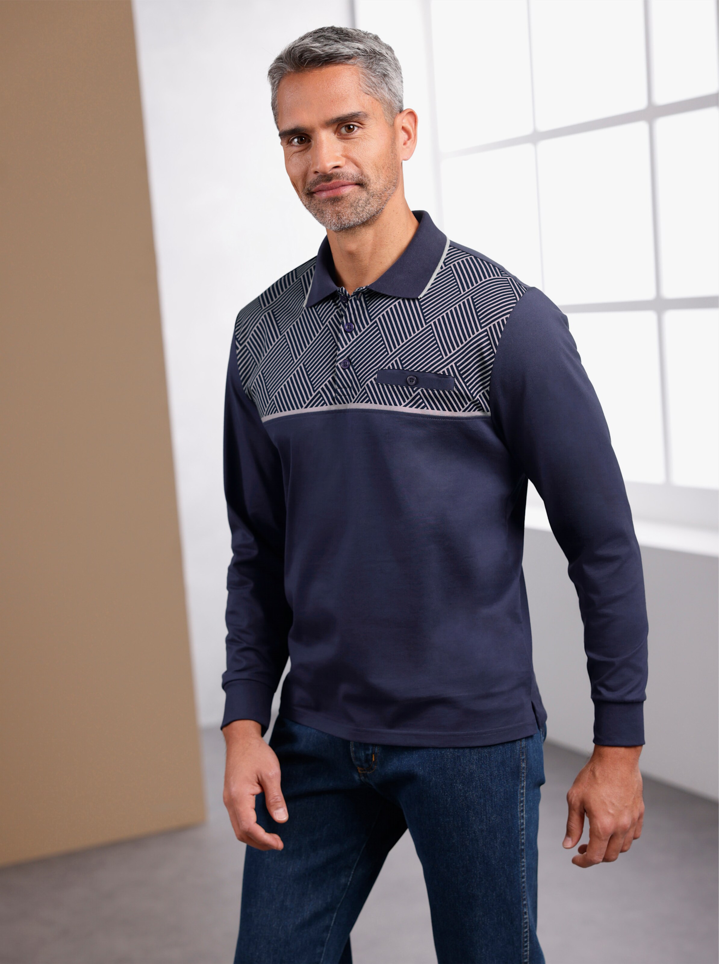 Langarm-Poloshirt