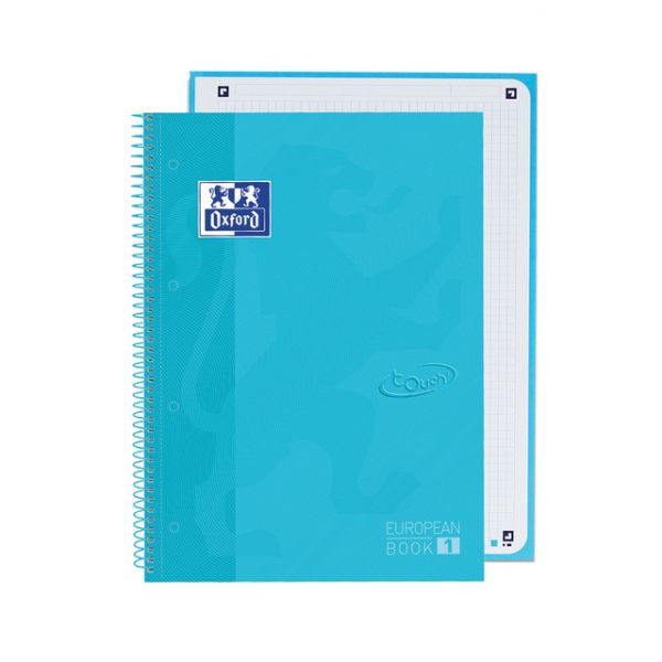 Oxford Caderno A4 Micro perfurado Capa Extra Dura 80 Fls Quadriculadas 5 mm Touch Azul Pastel