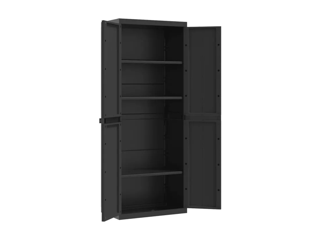 Armoire de rangement d'extérieur noir 65x37x165 cm PP