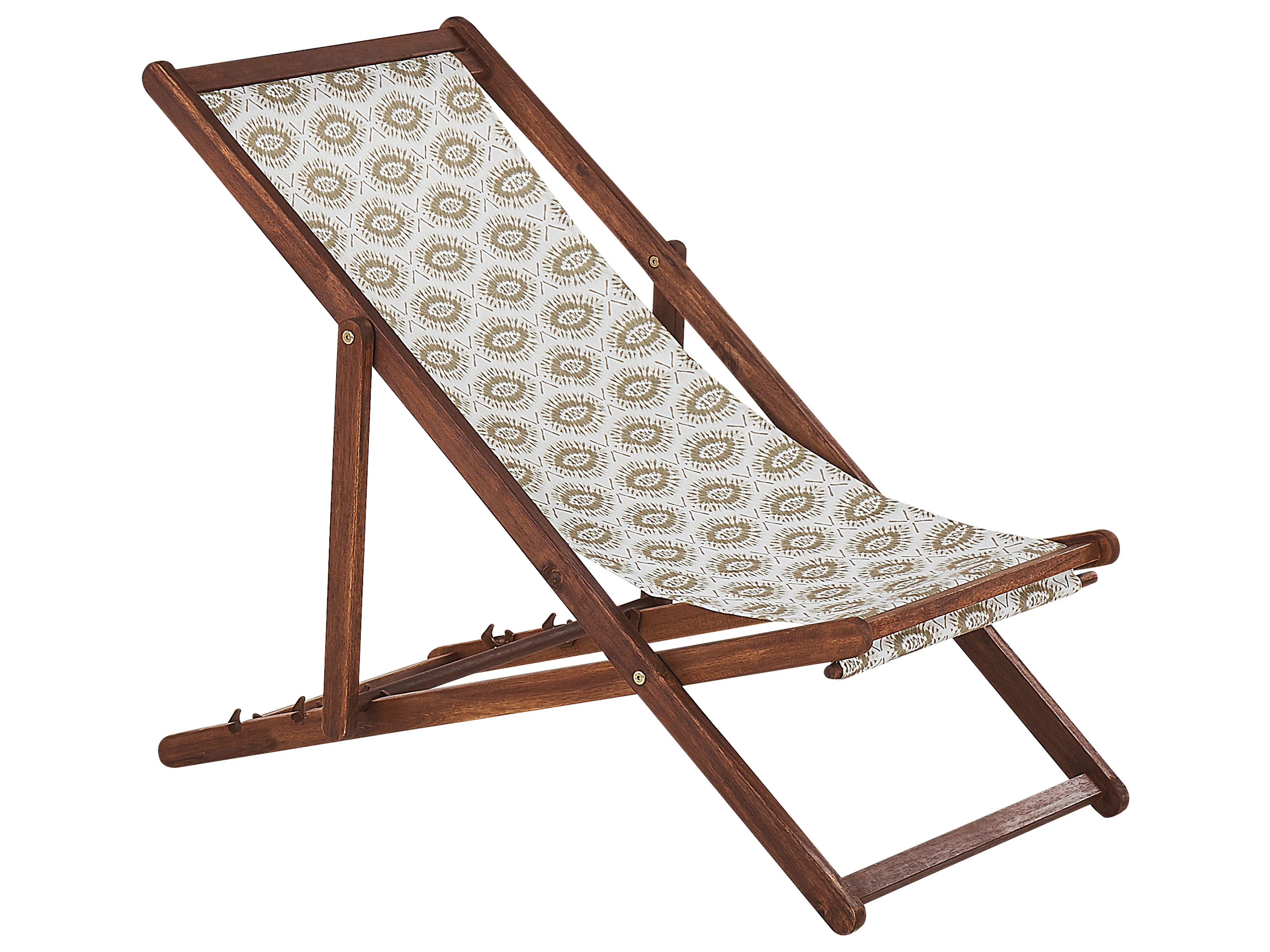 Set van 2 inklapbare ligstoelen ANZIO met vervangingshoezen Abstract motief Acaciahout Donkerbruin