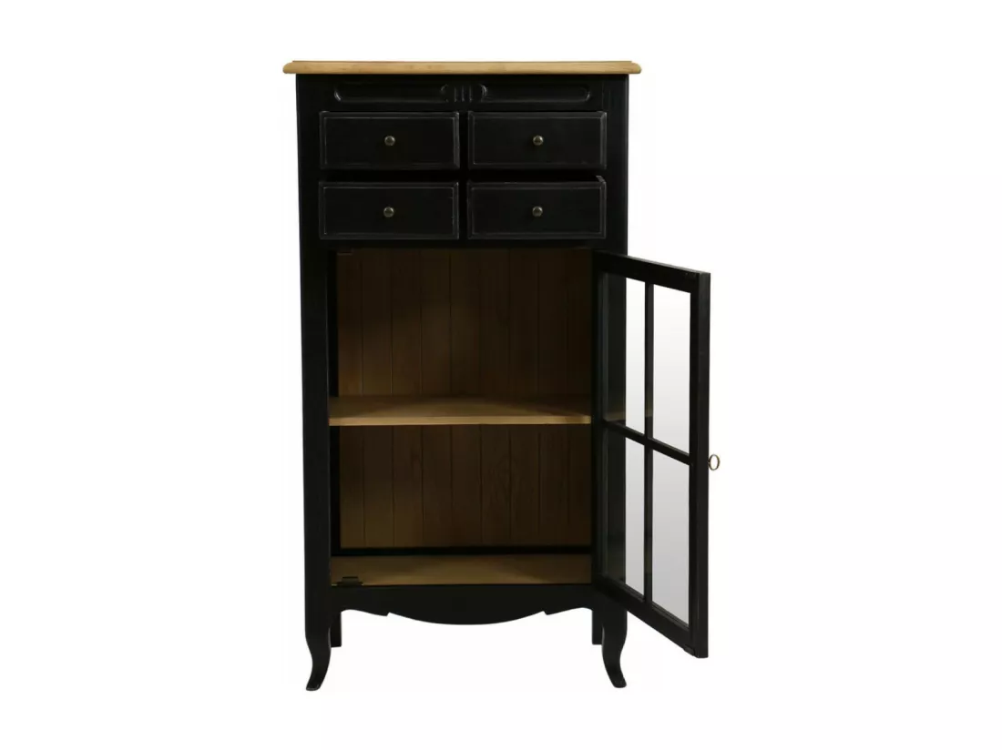 Bibus vitré Bois-MDF Noir - Manoir Interior's