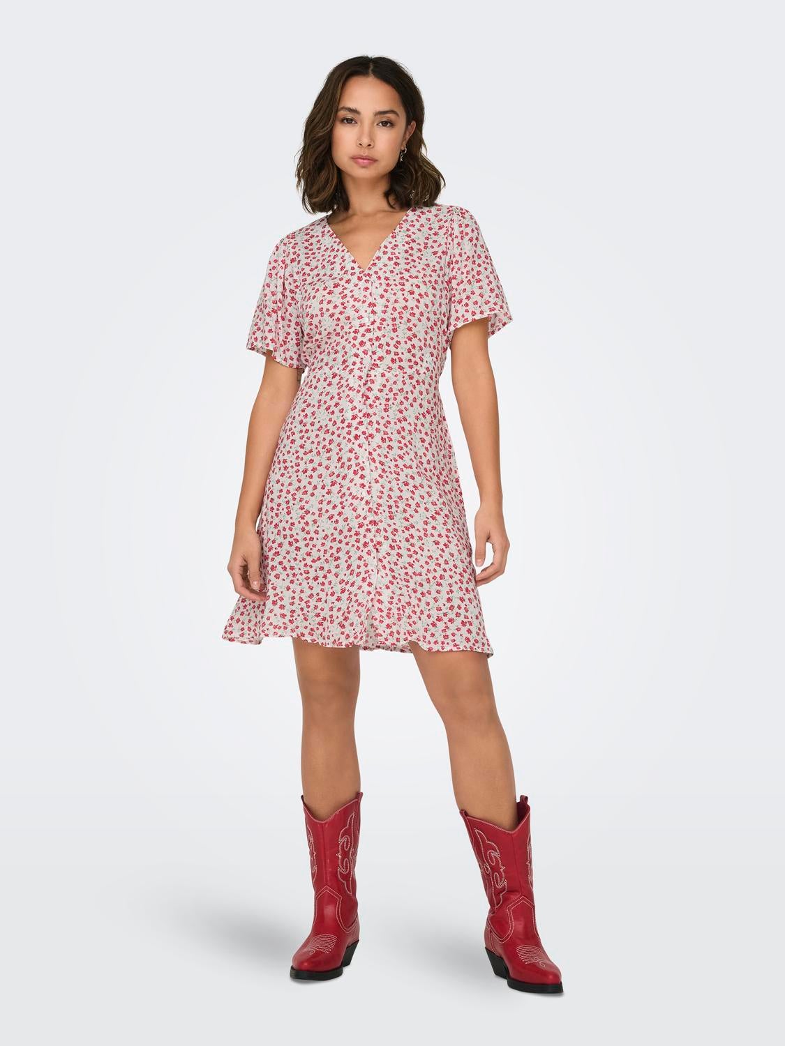 ONLEVIDA Kurzes Kleid Cloud Dancer