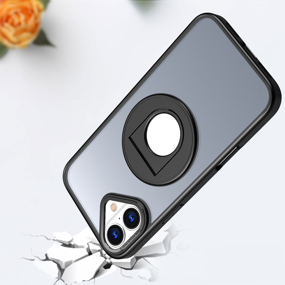 iPhone 16 MagSafe Hybrid Hardcase Hülle mit Kunststoff Rückseite und TPU Bumper   Kickstand Aufsteller - Schwarz / Transparent