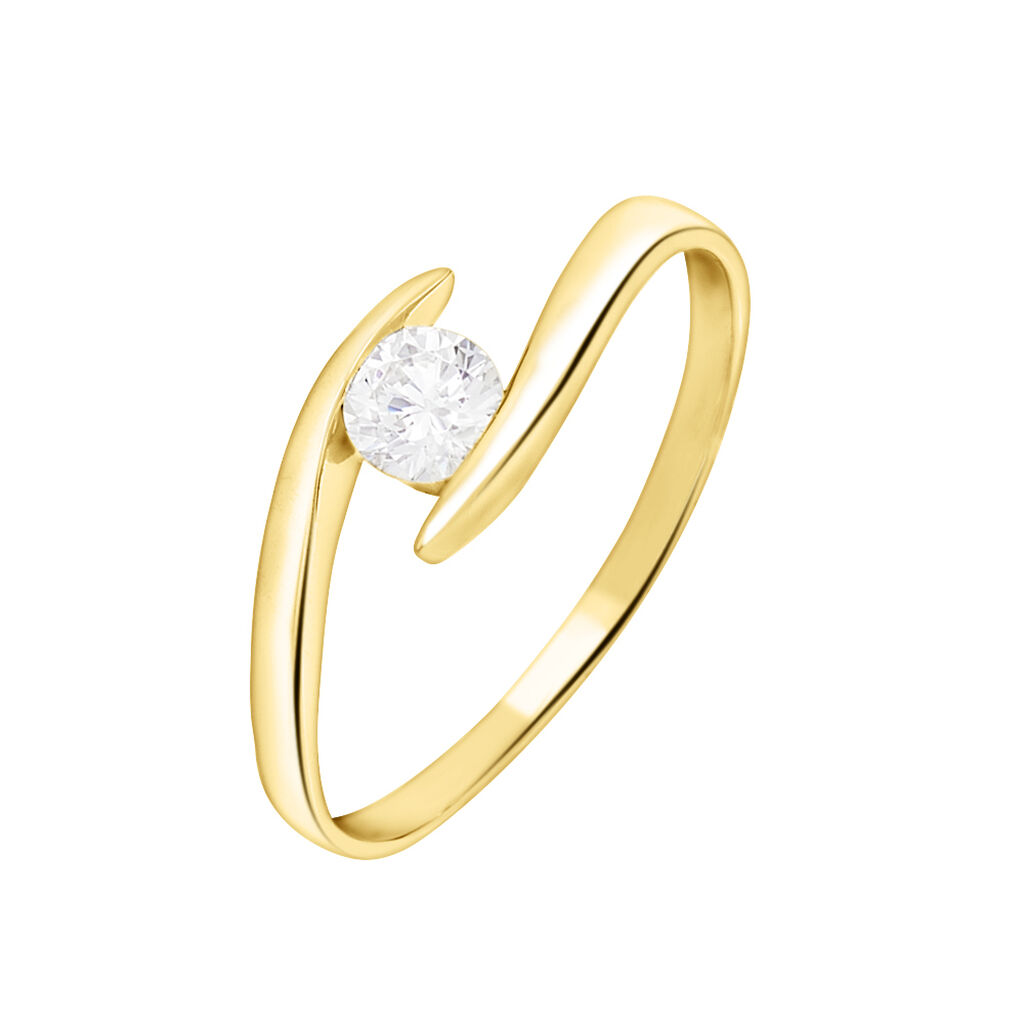 Bague Solitaire Camilia Or Jaune Oxyde De Zirconium