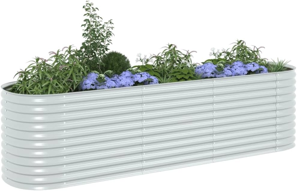 vidaXL Hochbeet Stahl Silbern 320x80x81 cm Gemüsebeet Pflanzbeet Pflanzkasten