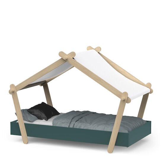 Mini Lodge Lit + Toit   Vert Ardoise        70 x 140 cm   de               CBA Meubles