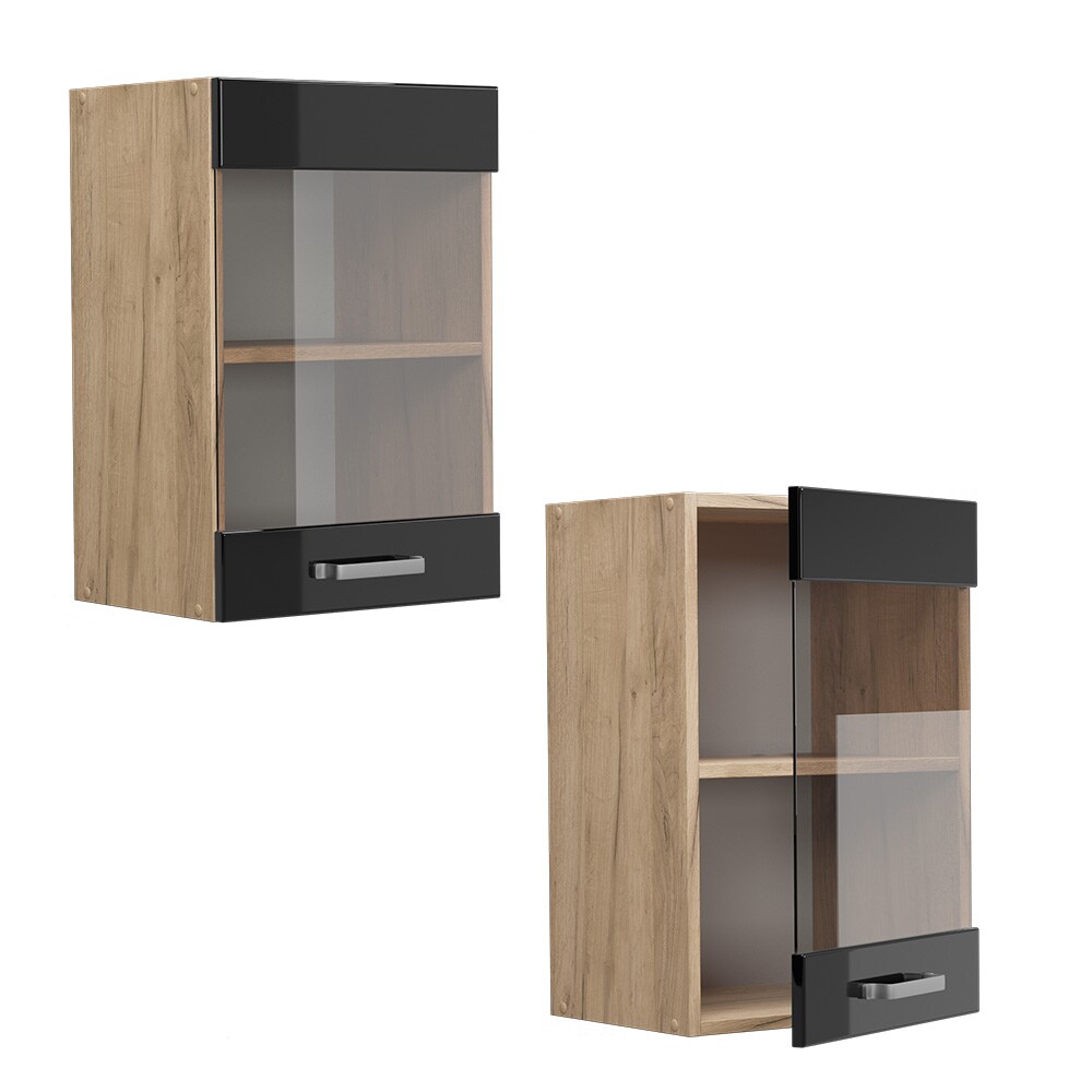 Vicco Glashängeschrank Küchenschrank R-Line Solid Eiche Blau Grau 40 cm modern