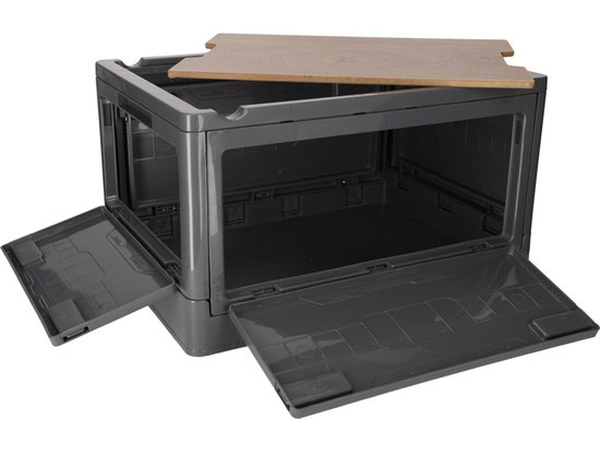 Norlander opvouwbaar krat met houten deksel - Anthracite