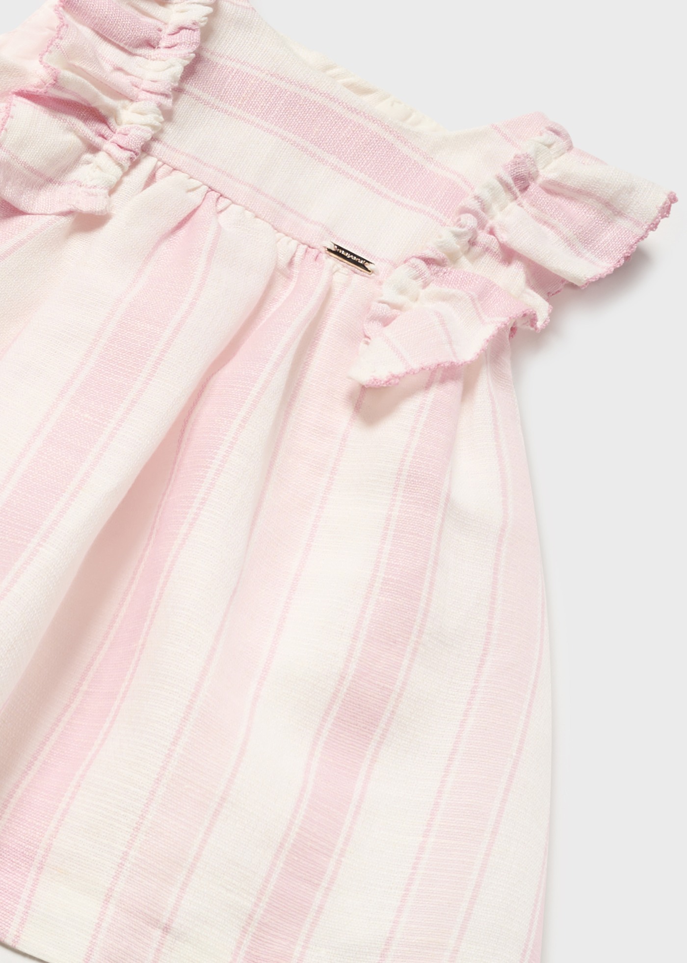 Vestido listrado de linho europeu para recém-nascido Tulita com capa para fralda