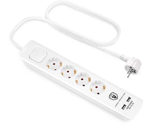 Andersson ELS 5.0 -  4 way with switch, USB 5V 2.1A, 1,5m White