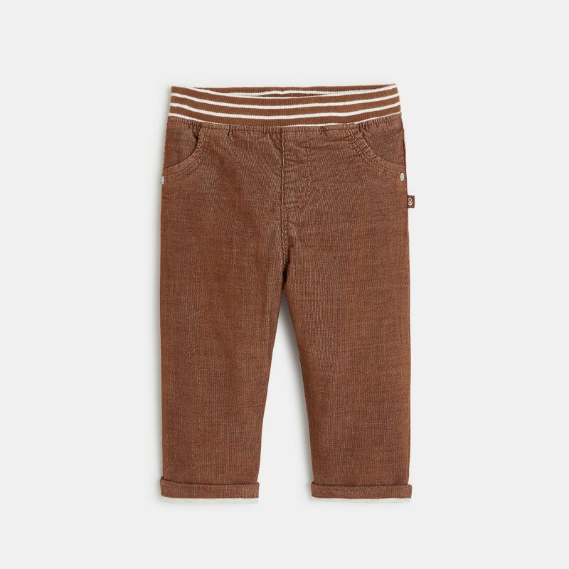 Pantalon velours milleraie taille élastiquée marron bébé garçon Marron