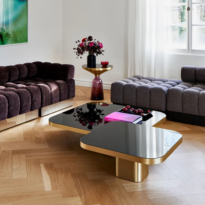 ClassiCon - Bow Couchtisch, No. 3, 70 x 70 x 31 cm, Stahl schwarz / Glasplatte schwarz