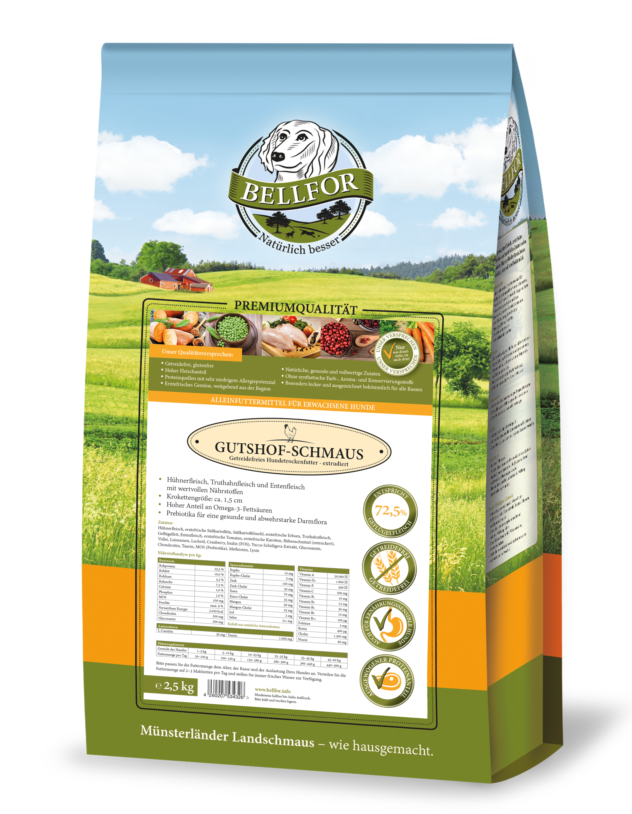 Croquettes avec poulet, dinde & canard - festin à la ferme - gutshof-schmaus - 2,5 kg