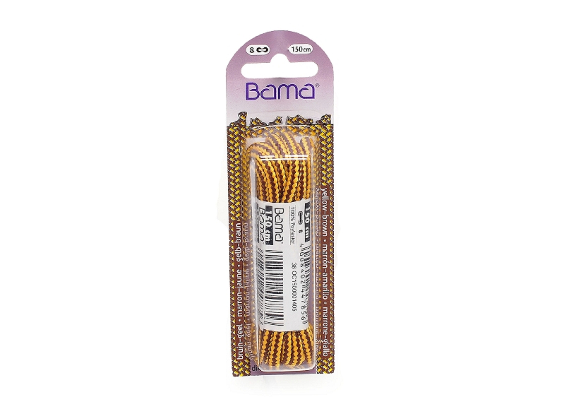 Lacet rond 150 cm marron jaune