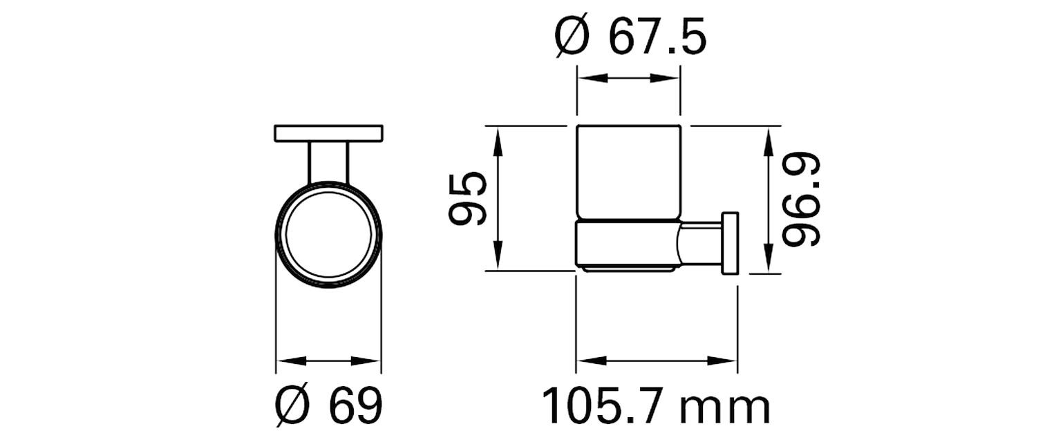 Glashalter 9.6 x 6.9 x 10.5 cm ChromHalterung für ein Glas