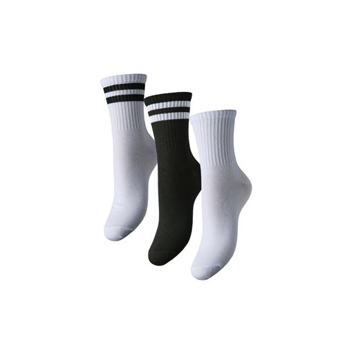 Pieces Cally 3-pak Strømper, Bright White/Black