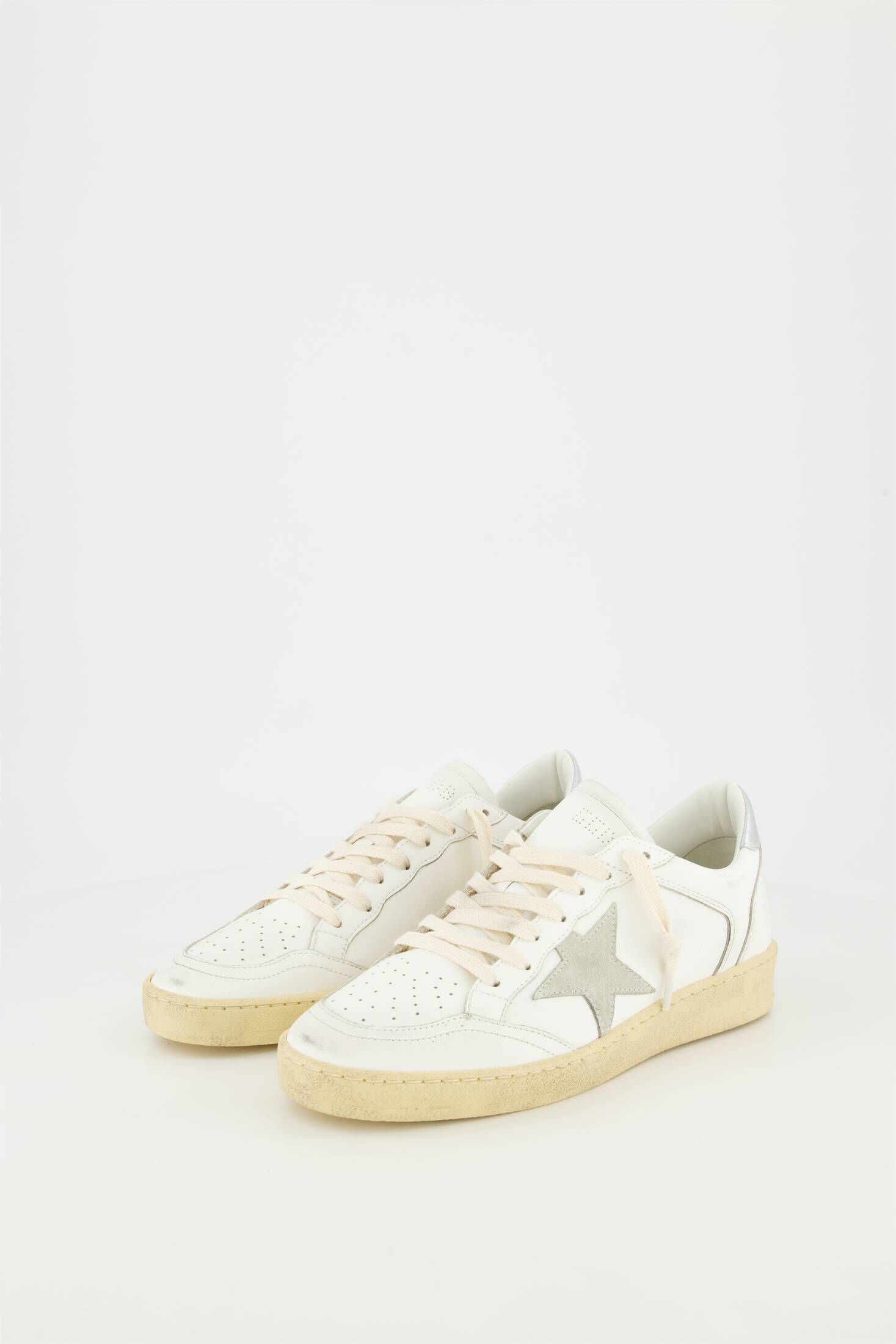Golden Goose| Damen Sneaker BALLSTAR mit Raulederstern und Metallic-Leder