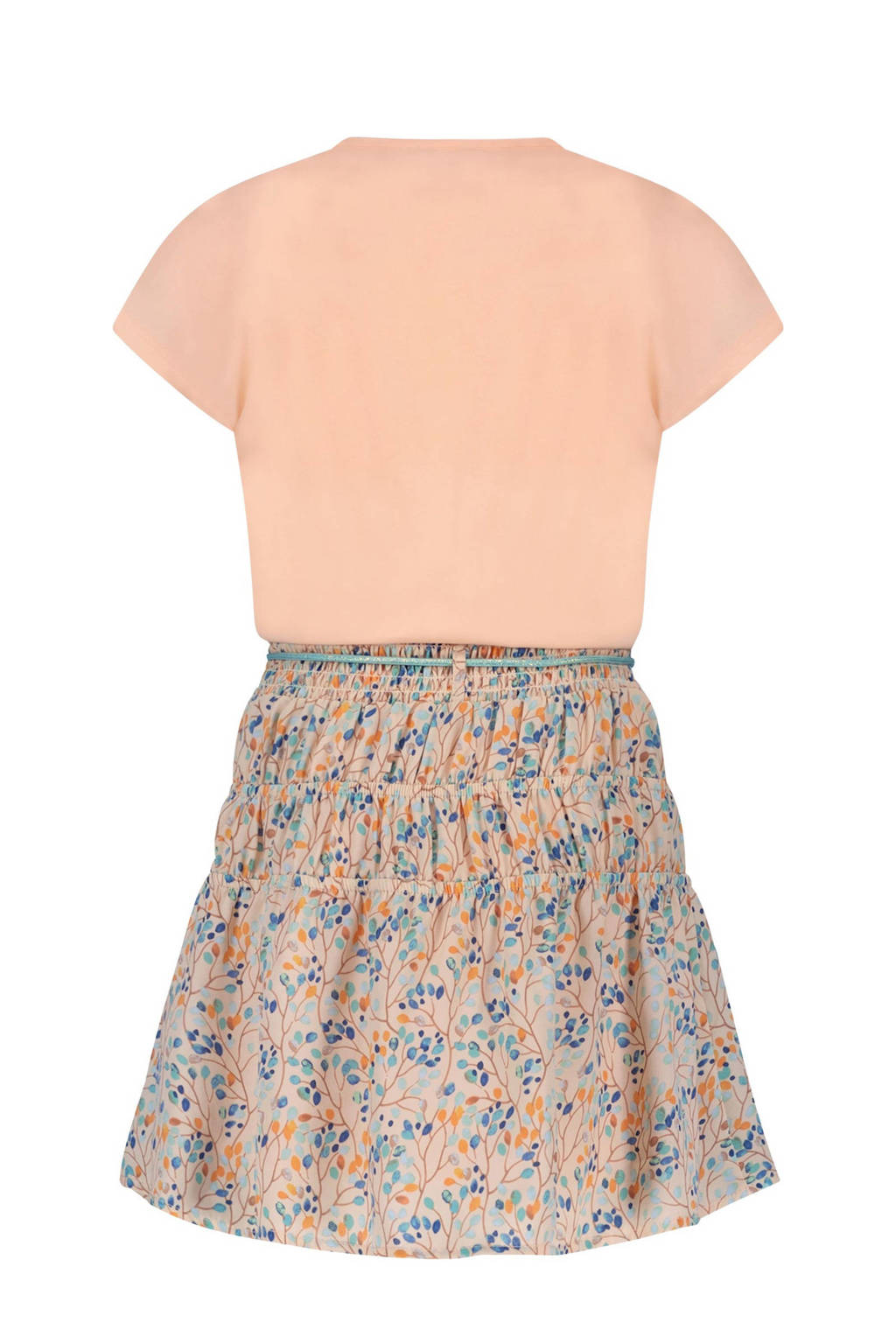 NONO jurk Manyu met all over print rozezand/blauw