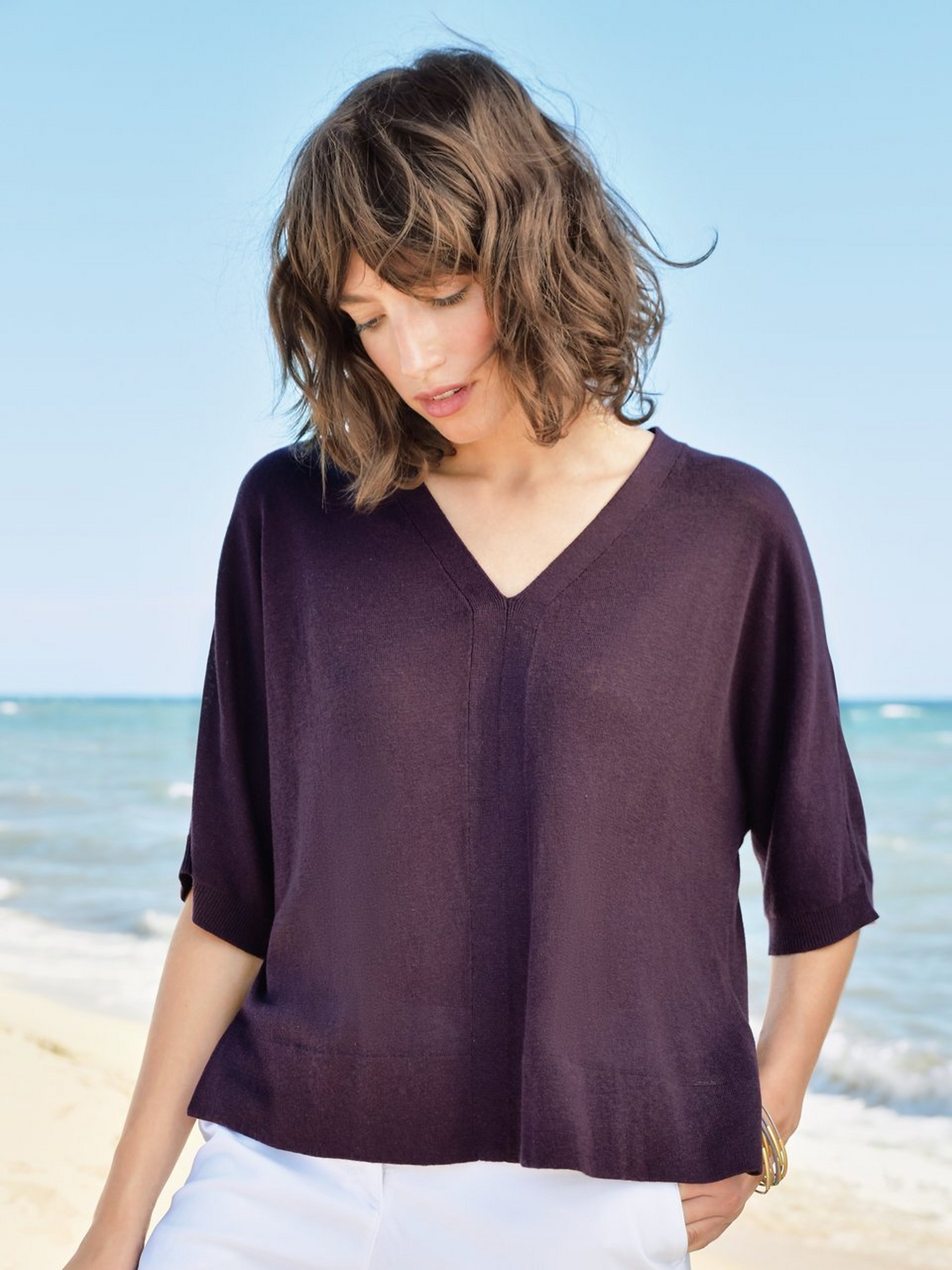 V-Pullover im Oversized-Style