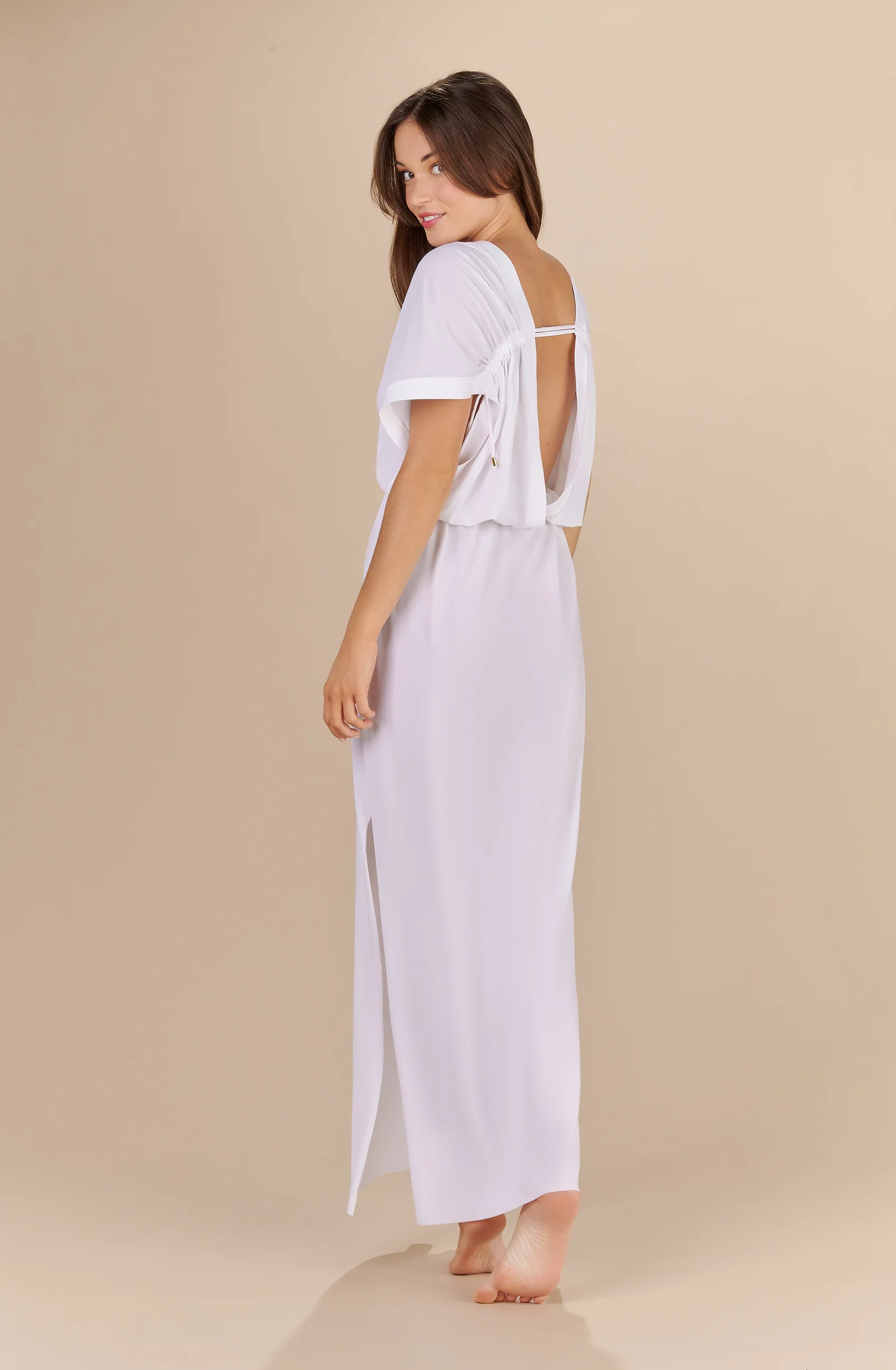 lyra Robe longue fendue sur les côtés blanc Blanc