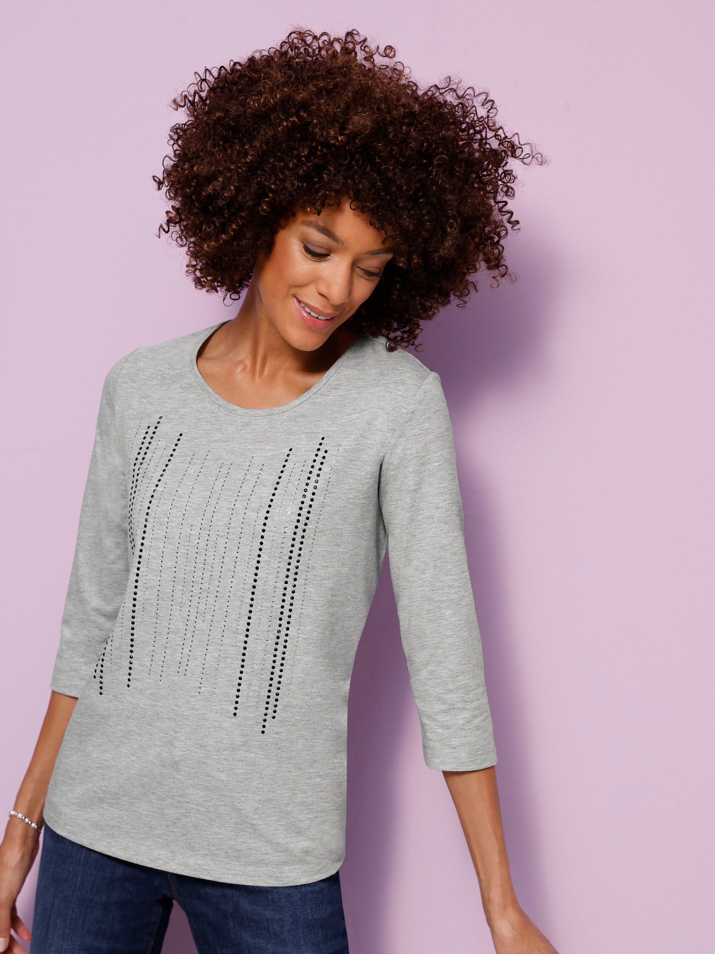 34-Arm-Shirt mit Glitzersteinchen