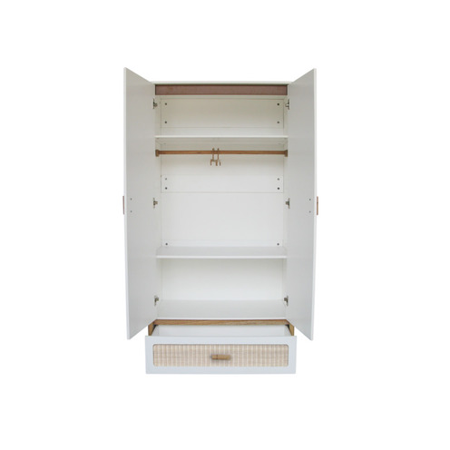 Armoire 2 portes Cannage Tressage Rotin OCEANIA Neige - THEO