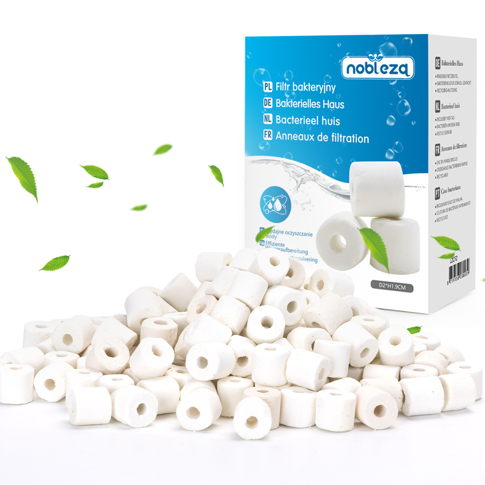 Nobleza - Anéis filtrantes de cerâmica, filtro biológico para aquários e tanques de peixes, 1000g em sacos.