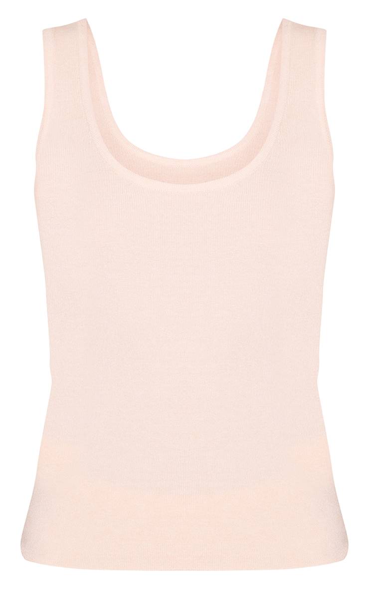 Crème Débardeur Tricoté À Encolure Arrondie