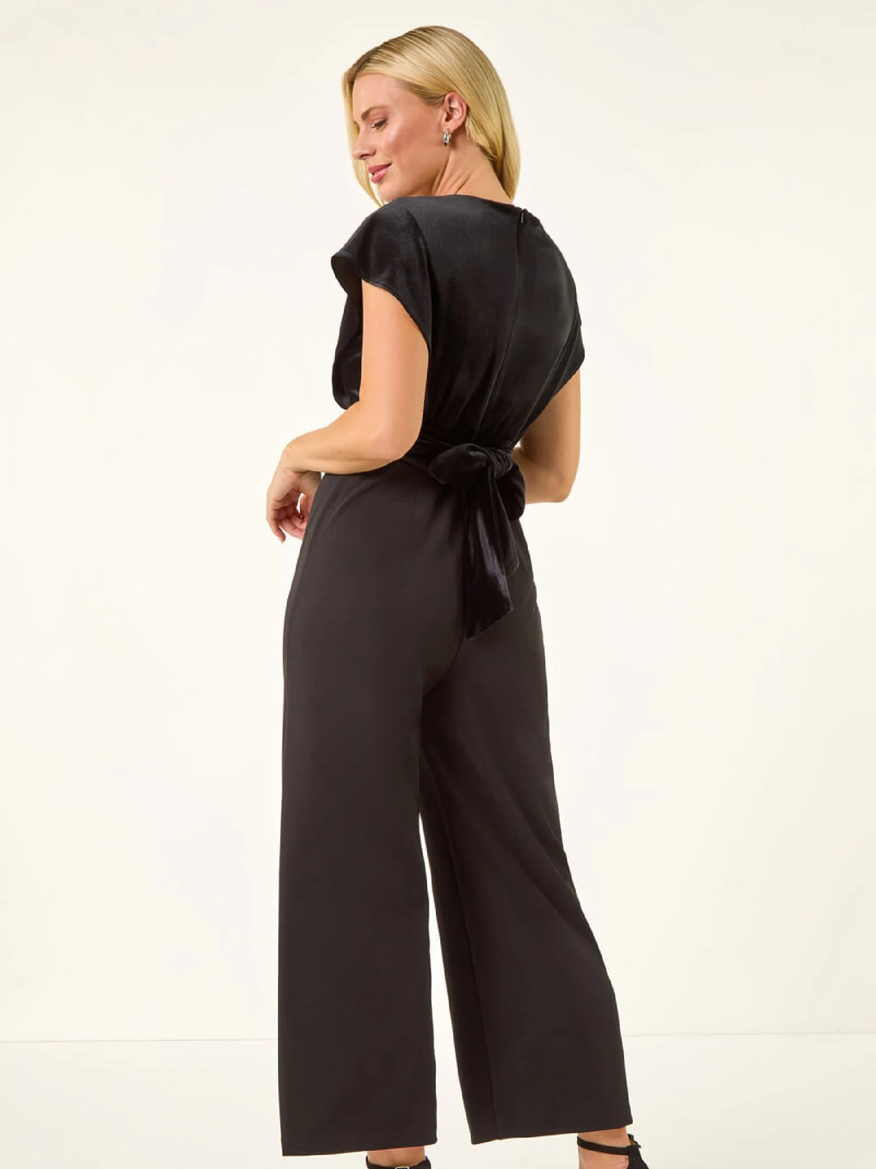 Roman Petite Velvet Contrast Jumpsuit