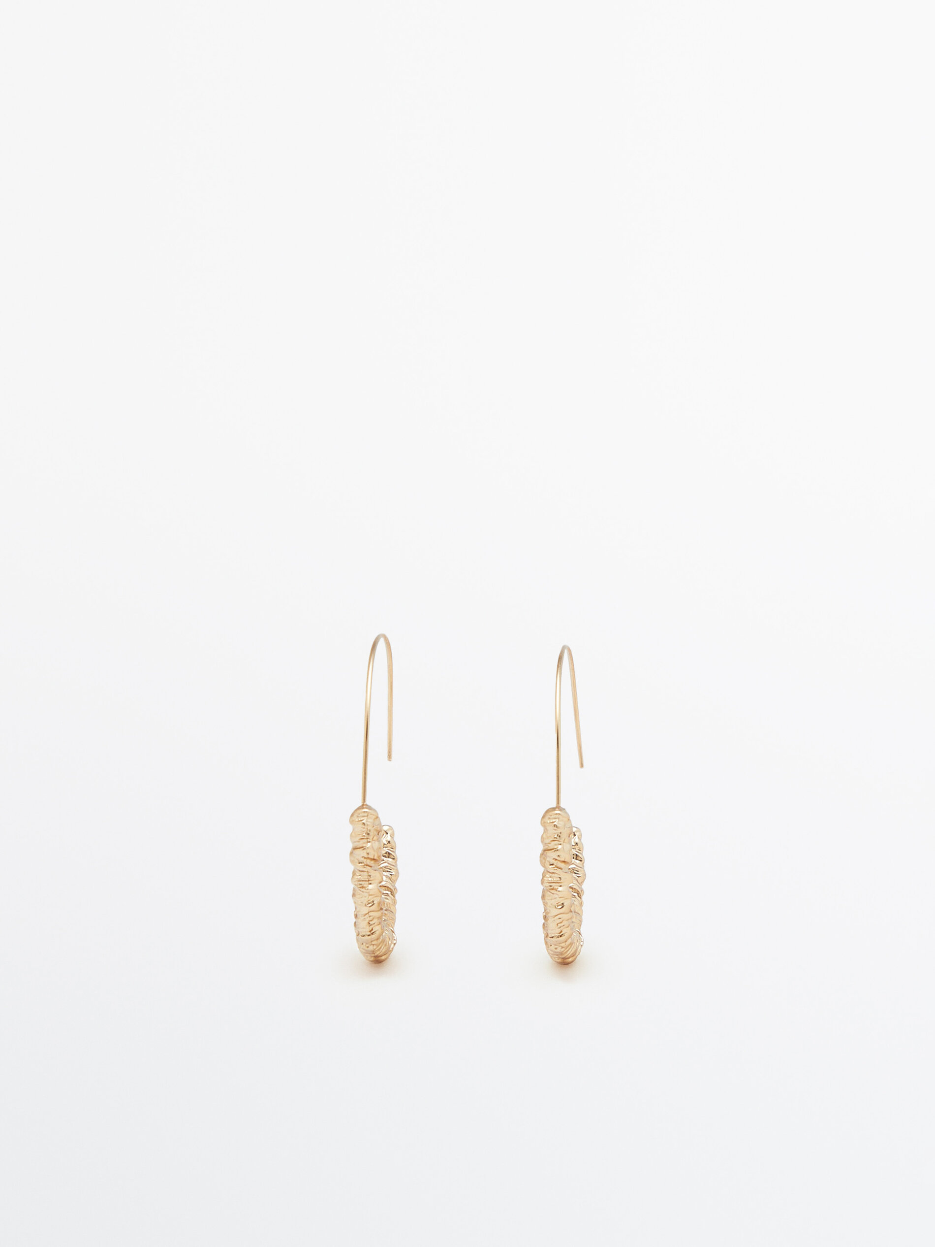 Brincos de argola aberta com textura banhada a ouro - DOURADO
