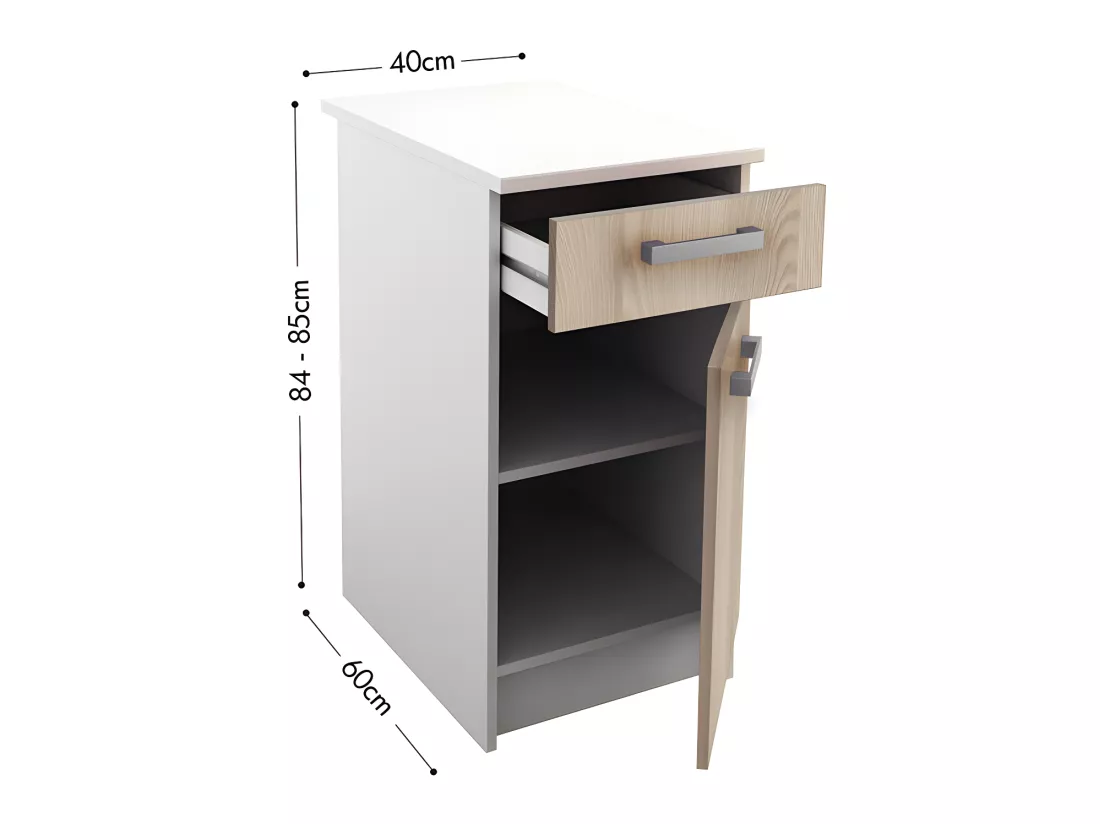 Cuisine complète - Avec plan de travail 240 cm - Naturel clair & Blanc - TRATTORIA