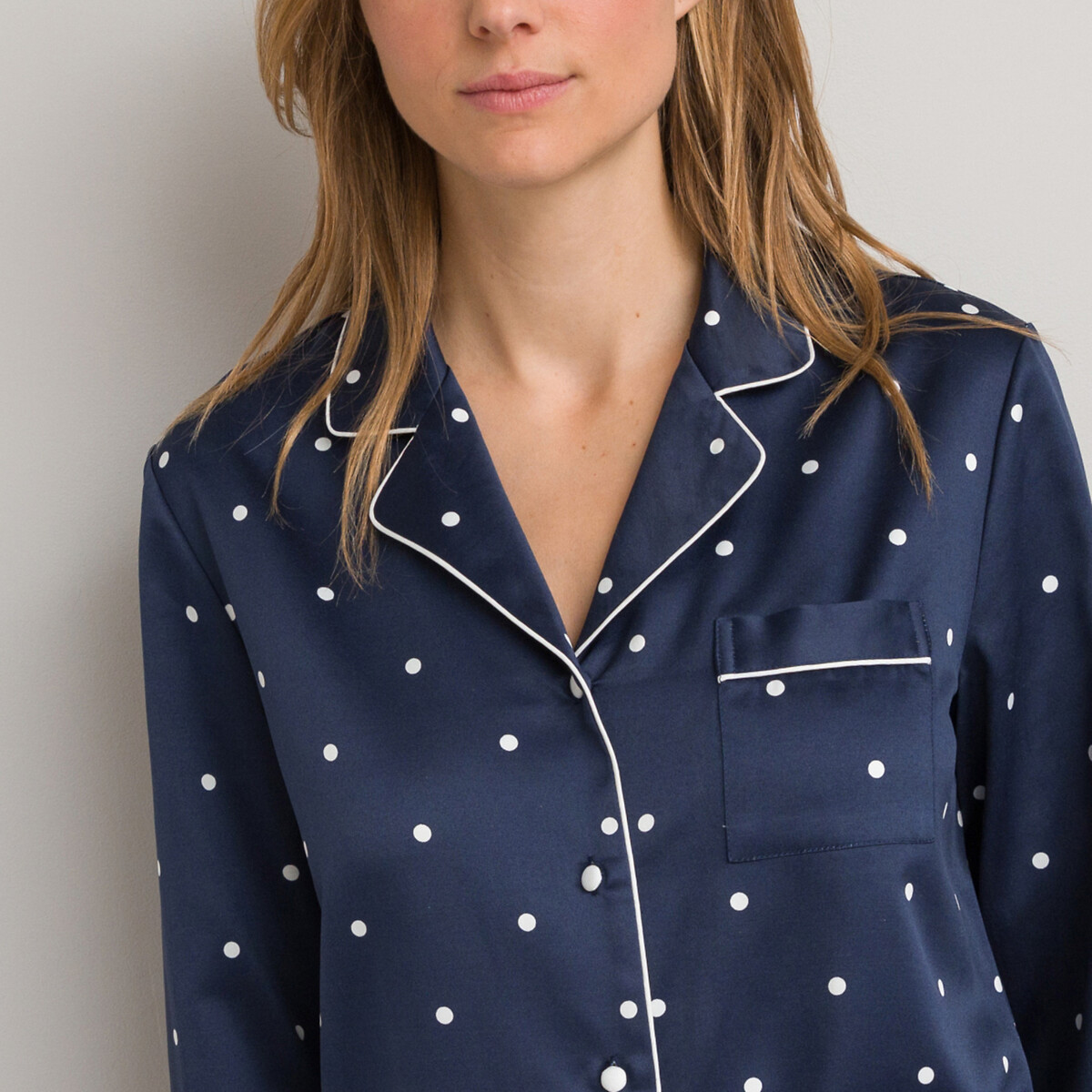 ANNE WEYBURN<br>Pijama estilo avô em cetim de algodão