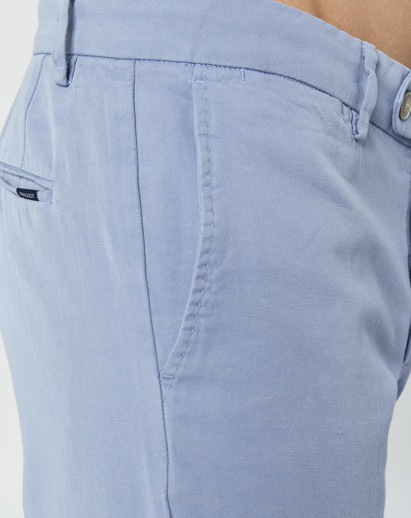 Hackett London Pantalon en Lin mélangé Chino Slim Fit bleu clair