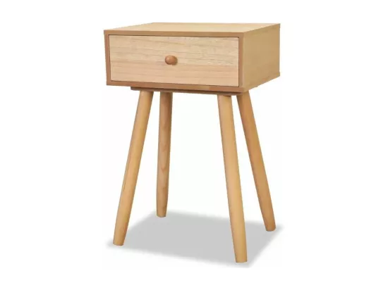 Table de chevet 1 tiroir bois beige et pieds pin massif clair Tonay - Lot de 2