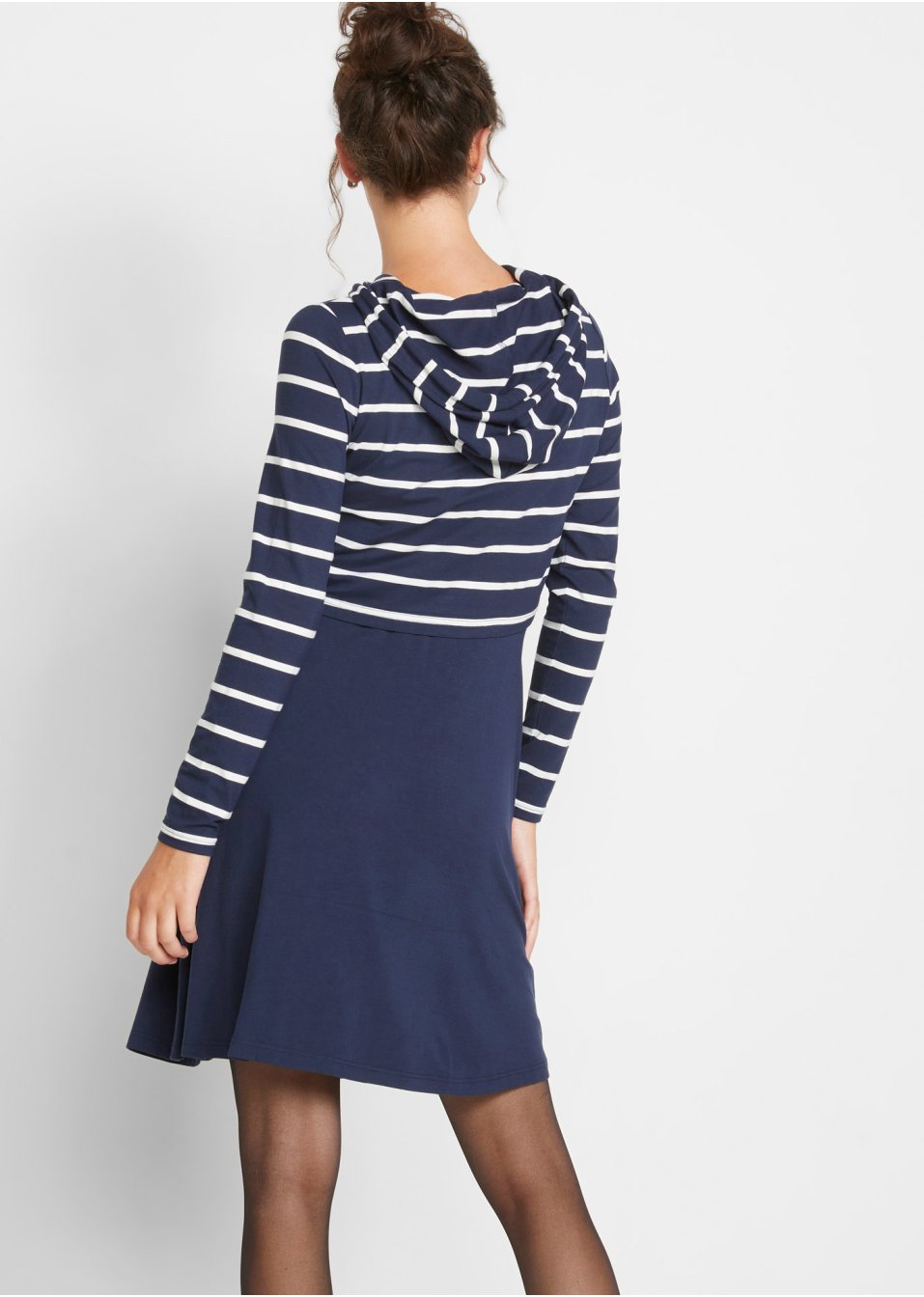 Robe de grossesse et d'allaitement avec pull à capuche en viscose