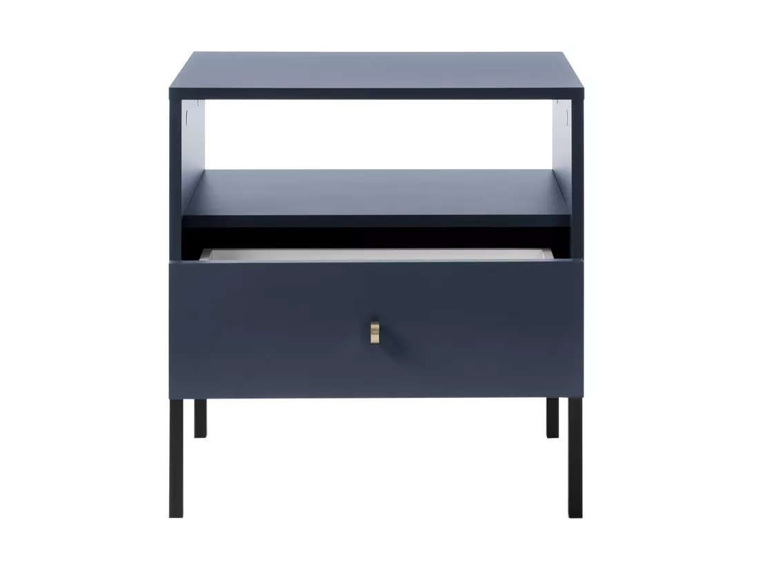 Table de chevet - 1 tiroir et 1 niche - Bleu - BOGDAN