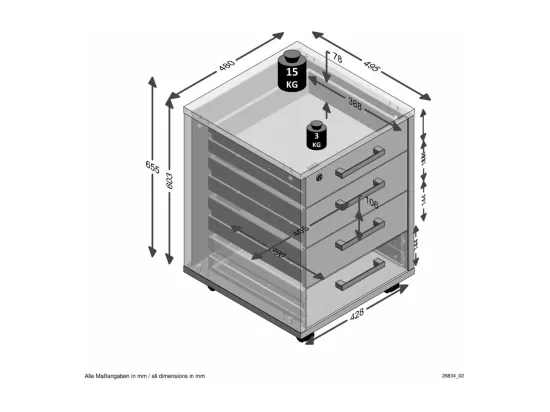 Caisson de Bureau 4 Tiroirs 