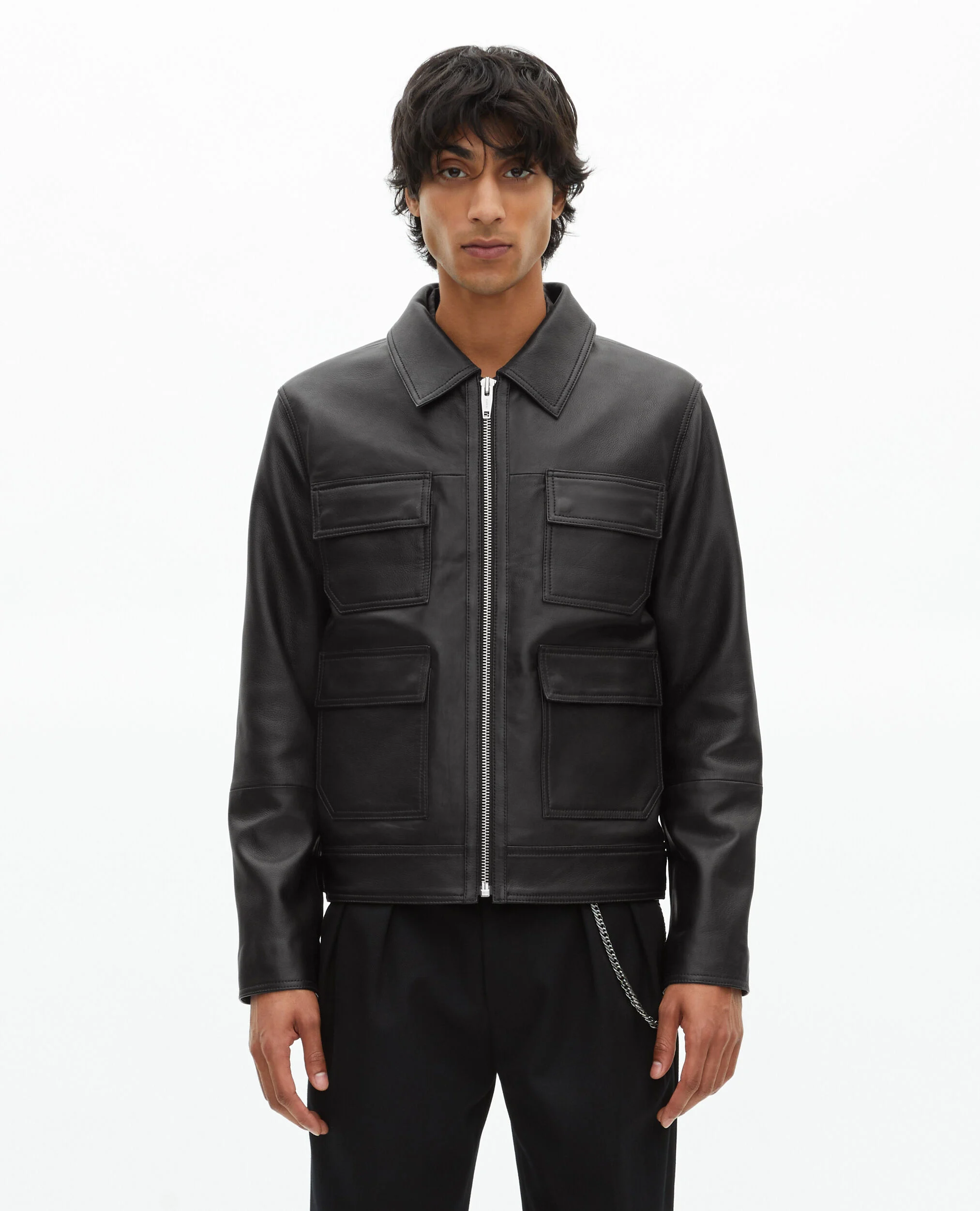 Blouson en cuir noir