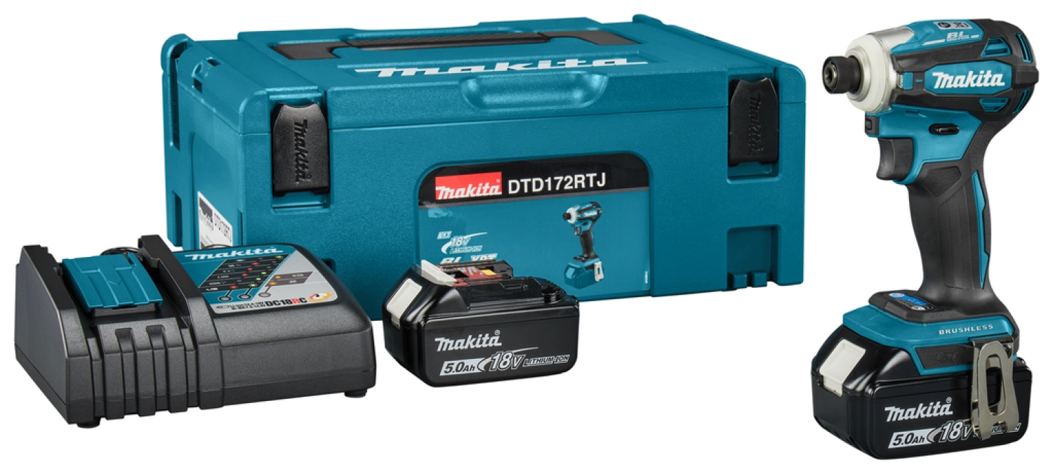Makita DTD172RTJ LXT 18V Li-ion Accu Slagschroevendraaier set (2x 5,0 Ah accu) in Mbox