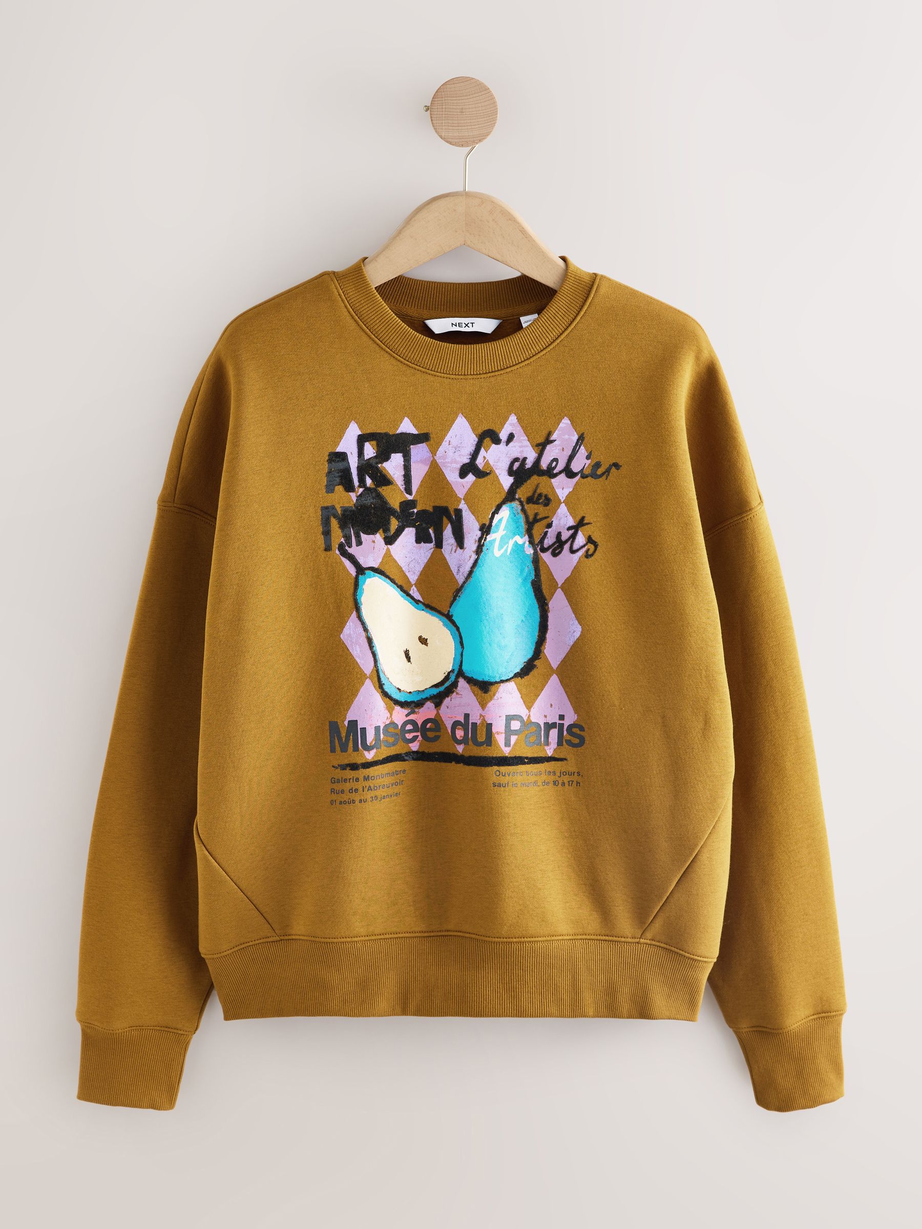 Olijfgroen - Cotton Rich Fruit Art Graphic Longsleeve Crewneck Sweatshirt
