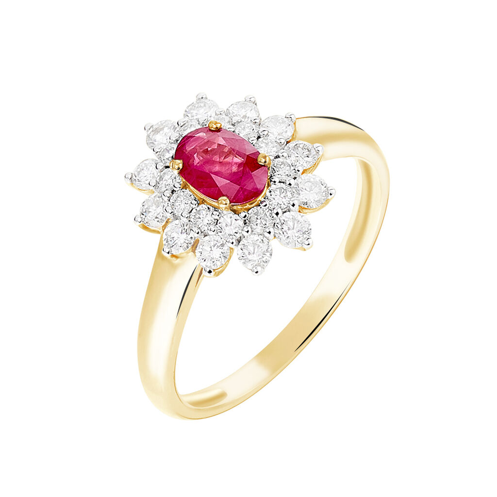 Bague Ivan Or Jaune Rubis Et Diamant